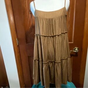Emory Park Tiered Shift Dress Brown Size Small